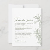 セージシンプルグリーン手描きボ結婚タニカル サンキューカード (正面)