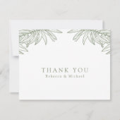 セージシンプルグリーン手描きボ結婚タニカル サンキューカード (正面)