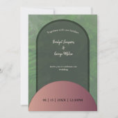 セージシンプルグリーンbohoシック結婚式招待状 (正面)