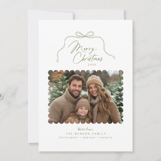 セージシンプルボースカラップ写真クリスマスカード シーズンカード (正面)