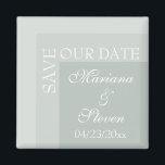 セージシンプルモダンシックスクリプ結婚ト マグネット<br><div class="desc">シンプルモダン結婚聖歌劇のマグネット「OUR DATE」は、聖歌の中で彼らの儀式を飾る花嫁のための。全て白いフォントモダンにイニシャルを横に置く。</div>