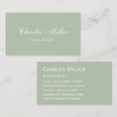 セージシンプルモダン緑の白エレガント文字 名刺 (正面/裏面)