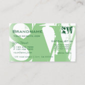 セージスタイリッシュグリーンと白イニシャル付きモダン 名刺 (裏面)
