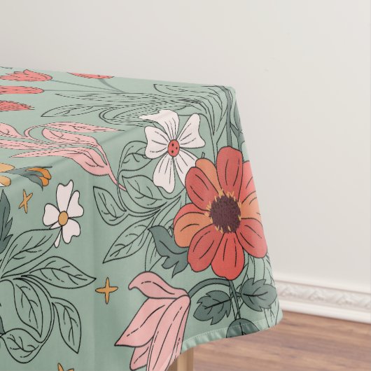 セージスタイリッシュグリーンフローラ植物性クリスマス テーブルクロス (インサイチュ)