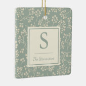 セージスタイリッシュフローラルパターンファームハモノグラムのウス セラミックオーナメント (右)