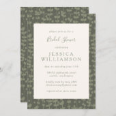 セージスタイリッシュボタニカルグリーンブライダルシャワー 招待状 (正面/裏面)