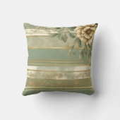 セージストライプのグリーン金ゴールド花冠 クッション (裏面)