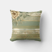 セージストライプのグリーン金ゴールド花冠 クッション (正面)