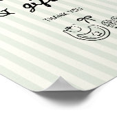 セージストライプベイビーシャワーカードとギフト ポスター (角)