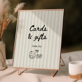 セージストライプベイビーシャワーカードとギフト ポスター