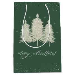 セージスパークリメリークリスマスツリーズホリデー ミディアムペーパーバッグ