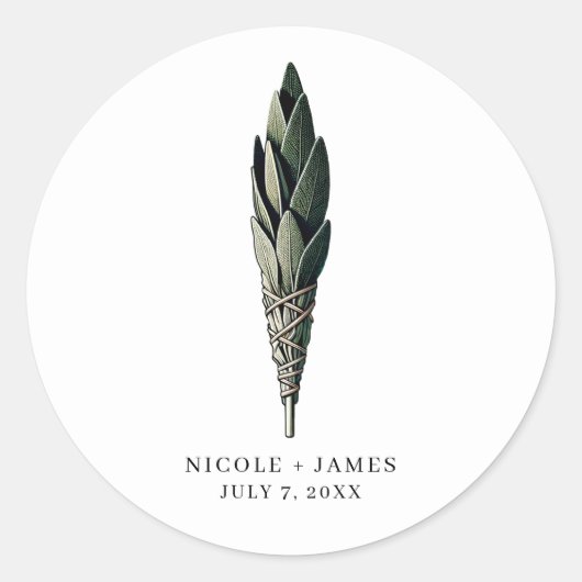 セージスマッジヴィンテモダンージウェディング ラウンドシール (正面)