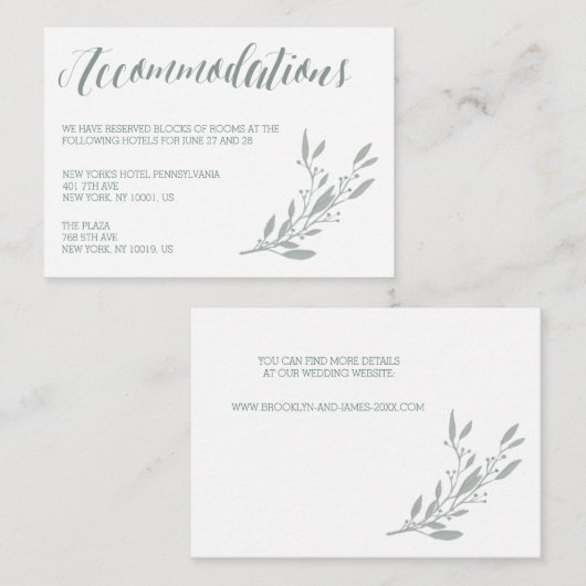 セージズエレガントア結婚コモデーションカード エンクロージャーカード (正面/裏面)