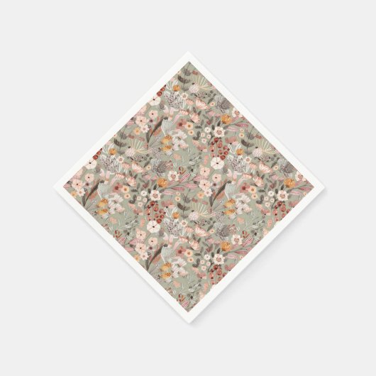 セージタ素朴ウペフローラボホ植物模様 スタンダードカクテルナプキン (角)