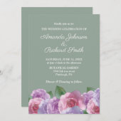 セージダスティピンクパープル結婚フローラ 招待状 (正面/裏面)