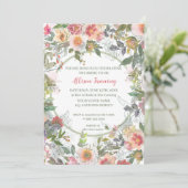 セージダスティピンクローズウォーターカラーブライダルシャワー 招待状 (スタンド正面)