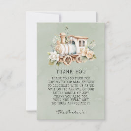 セージダスティブルートレインベビーシャワーサンキューカード サンキューカード