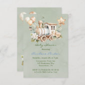 セージダスティブルートレインボーイベビーシャワー招待状 サンキューカード (正面/裏面)