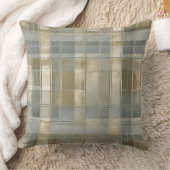 セージダスティブルーファームハウスモダンプレイド クッション (ブランケット)