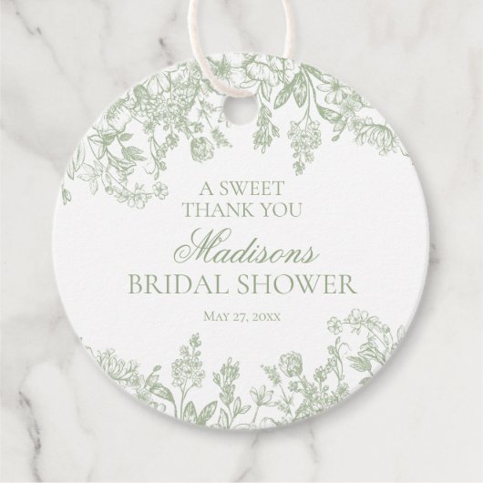 セージチノイスリーフローラブライダルシャワーサークル フェイバータグ (正面)