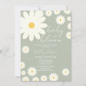 セージデイジーフローラベビーイン開花シャワー 招待状 (正面)