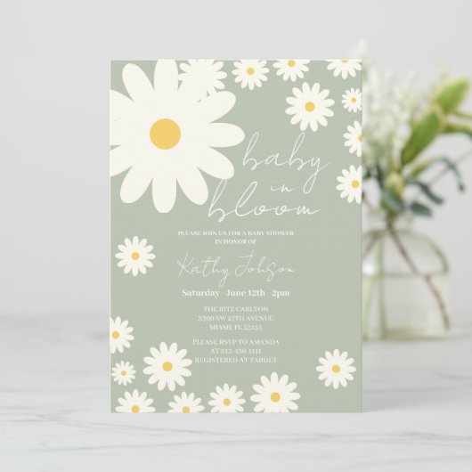 セージデイジーフローラベビーイン開花シャワー 招待状 (スタンド正面)