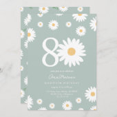 セージデイジー80番目の誕生日招待状 招待状 (正面/裏面)