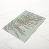 セージトロピカルパーム結婚リーフ 箔招待状 (回転した状態)