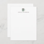 セージハイゲコーヒーマグイラストレーションパーソナライズされた ノートカード (正面/裏面)