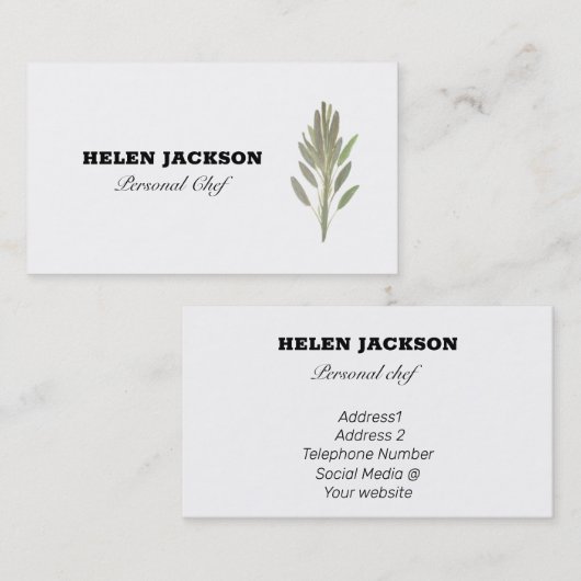 セージハーブ料理シェフケータリング名刺 名刺 (正面/裏面)