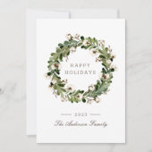 セージバッファローチェッククリスマスコットンリース シーズンカード (正面)