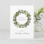 セージバッファローチェッククリスマスコットンリース シーズンカード (スタンド正面)