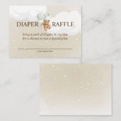セージバルーン付きテディベアおむつラッフルカード エンクロージャーカード (正面/裏面)