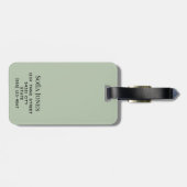 セージパーソナライズされたグモダンリーンモノグラム新婚 ラゲッジタグ (裏面横)