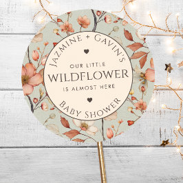 セージパーソナライズされたグリーンワイルドフラワーベビーシャワー ラウンドシール