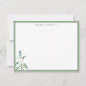 セージパーソナライズされたグリーンヴィンテージ ノートカード (正面)