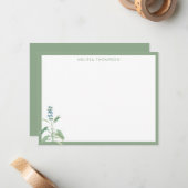 セージパーソナライズされたグリーンヴィンテージ ノートカード (正面/裏面インサイチュ)