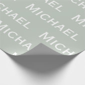 セージパーソナライズされたグリーン名 ラッピングペーパー (角)