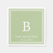 セージパーソナライズされたグ結婚・グリーンのカクテル スタンダードカクテルナプキン (正面)