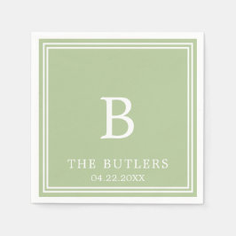 セージパーソナライズされたグ結婚・グリーンのカクテル スタンダードカクテルナプキン