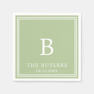 セージパーソナライズされたグ結婚・グリーンのカクテル スタンダードカクテルナプキン