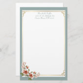 セージパーソナライズされたマグノリア 便箋 (正面/裏面)