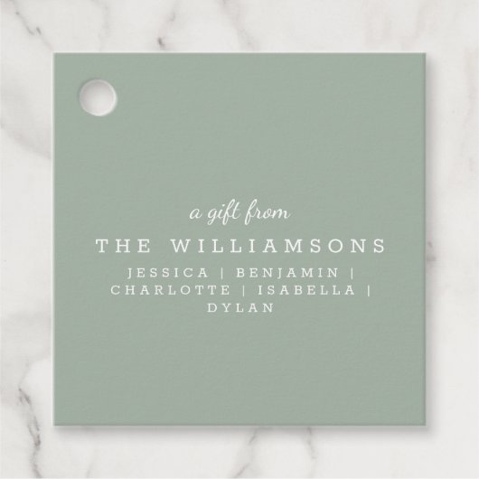 セージパーソナライズされた・グリーンのモダンキュート フェイバータグ (正面)