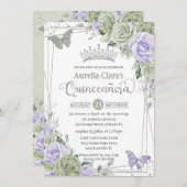 セージパープルフローラ蝶シルバーキンセアニェラ 招待状 (正面/裏面)