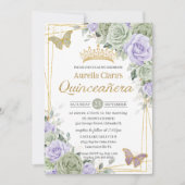 セージパープルフローラ蝶金ゴールドキンセアニェラ 招待状 (正面)