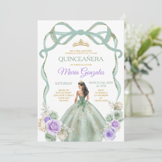 セージパープルボウプリンセス金ゴールドクラウンキンセアニラ 招待状 (スタンド正面)