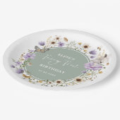 セージパープルワイルドフラワーフェアリー誕生日ティーパーティー ペーパープレート (アングル)