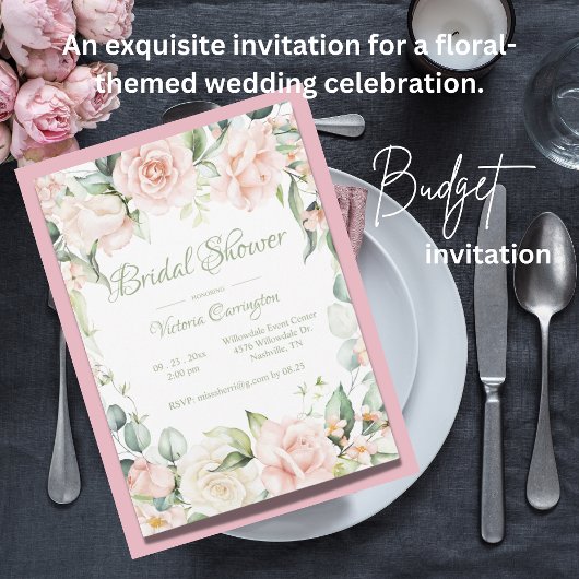 セージピンクエレガントフローラ予算ブライダルシャワー