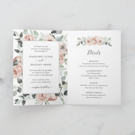 セージピンクフローラダスティバラ折り結婚返し 招待状