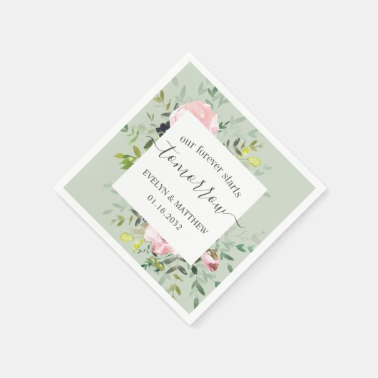 セージピンクフローラ永遠に明日のリハーサルを開始 スタンダードカクテルナプキン (角)